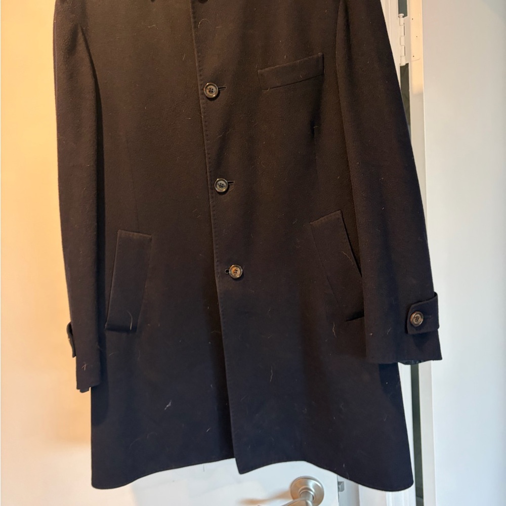Brunello Cucinelli Black Wool Pea Coat